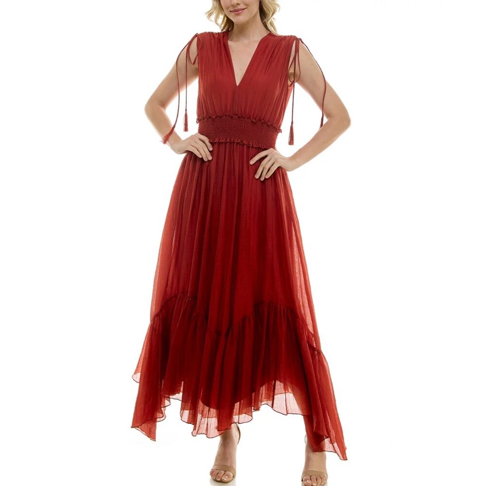 Women's V-Neck Handkerchief-Hem Dress - Picture 4 of 12